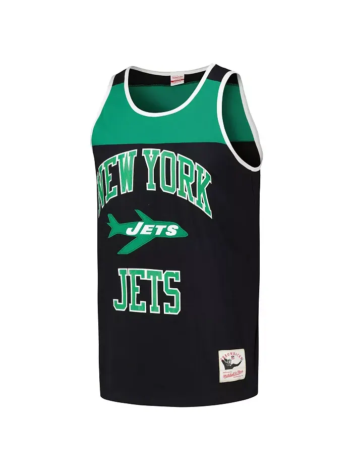 Мужская черно-зеленая майка New York Jets Heritage с цветными блоками Mitchell & Ness — изображение 3 из 3