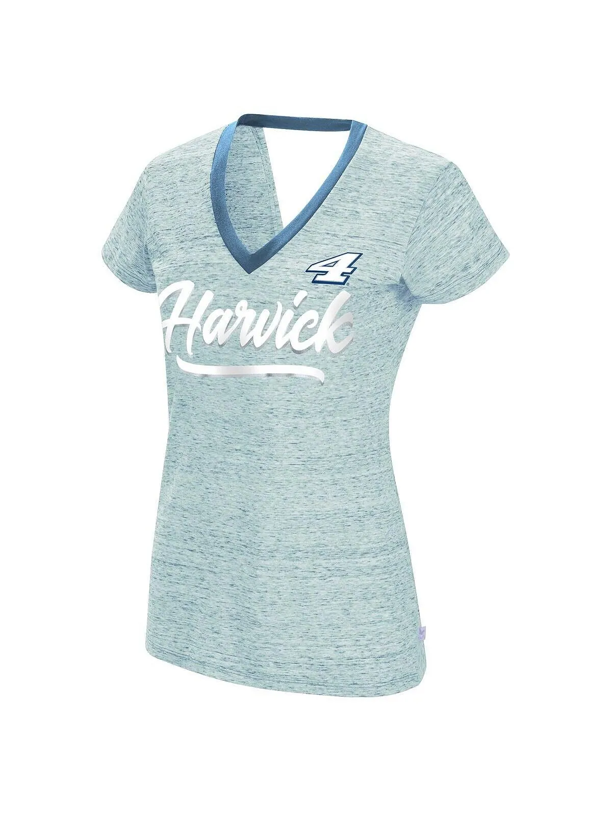 Женская футболка с запахом на спине Heather Powder Blue Kevin Harvick Halftime Touch — изображение 2 из 3, синий