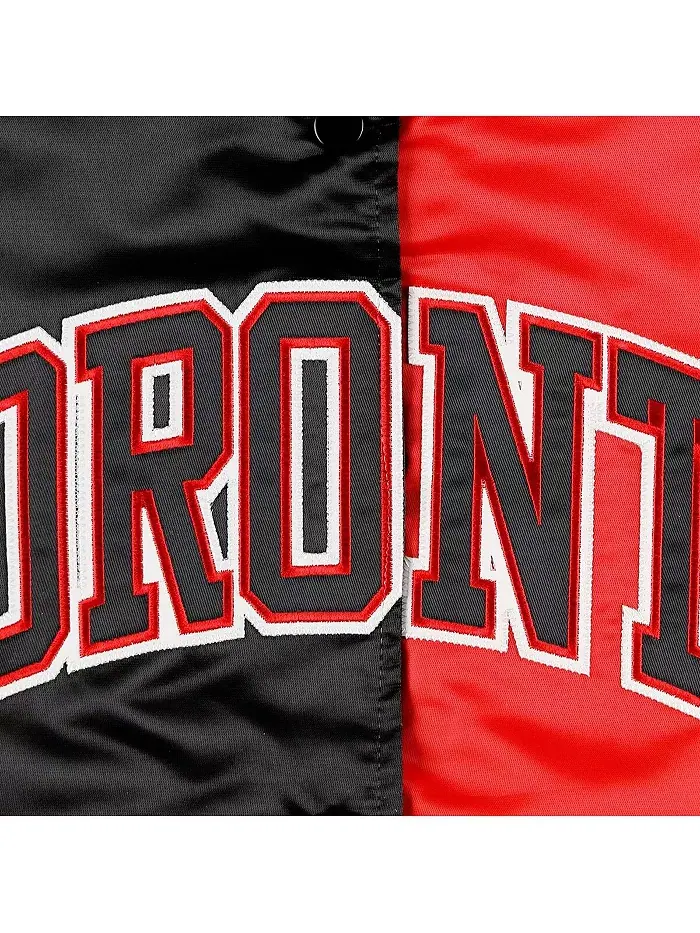 Женская чёрно-красная университетская куртка Toronto Raptors Split Colorblock Satin Full Snap — изображение 3 из 4