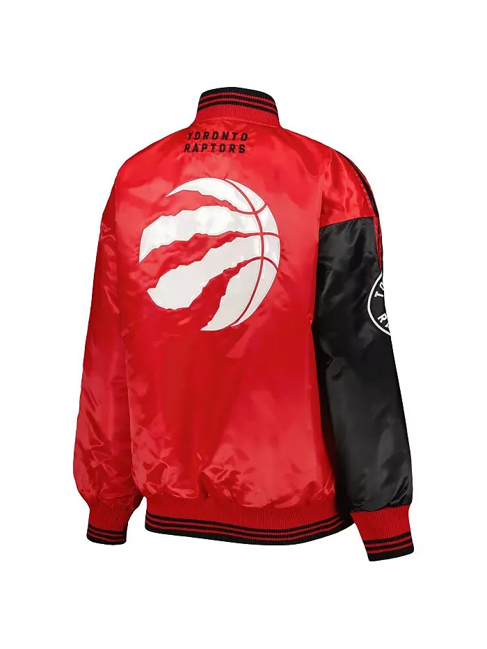 Женская чёрно-красная университетская куртка Toronto Raptors Split Colorblock Satin Full Snap — изображение 4 из 4