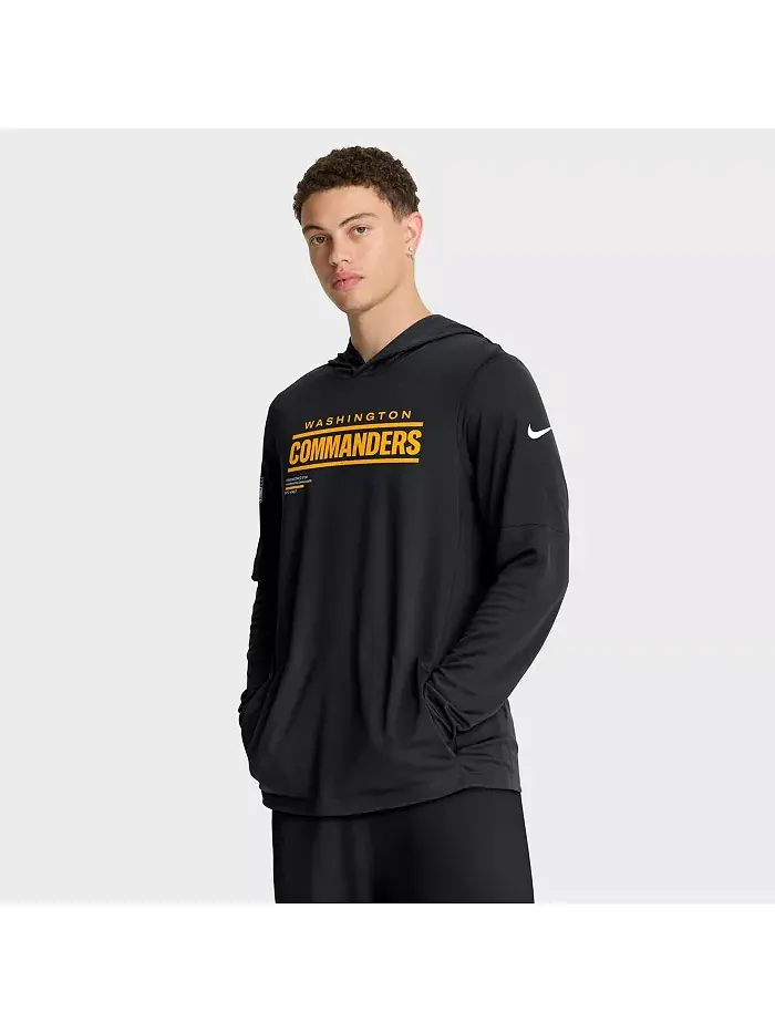Мужская черная толстовка Washington Commanders Sideline Pure Fury Performance с длинным рукавом Nike
