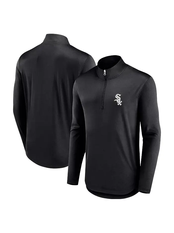 Толстовка Men's Black Chicago White Sox Quarterback Quarter-Zip Top Fanatics