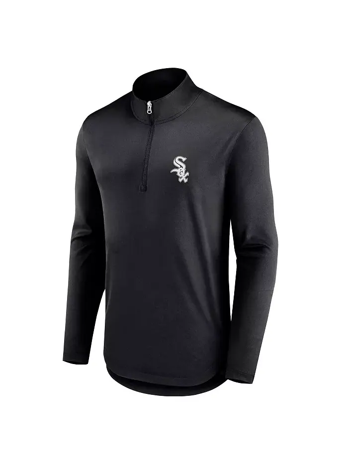 Толстовка Men's Black Chicago White Sox Quarterback Quarter-Zip Top Fanatics — изображение 2 из 3