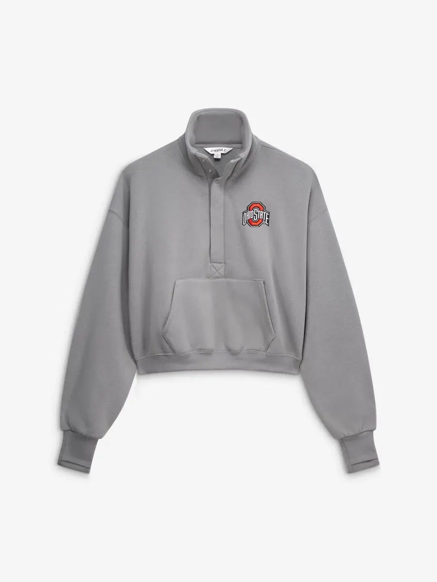 Свитшот женский укороченный Powerhouse Half-Snap Ohio State Buckeyes ZooZatz — серый