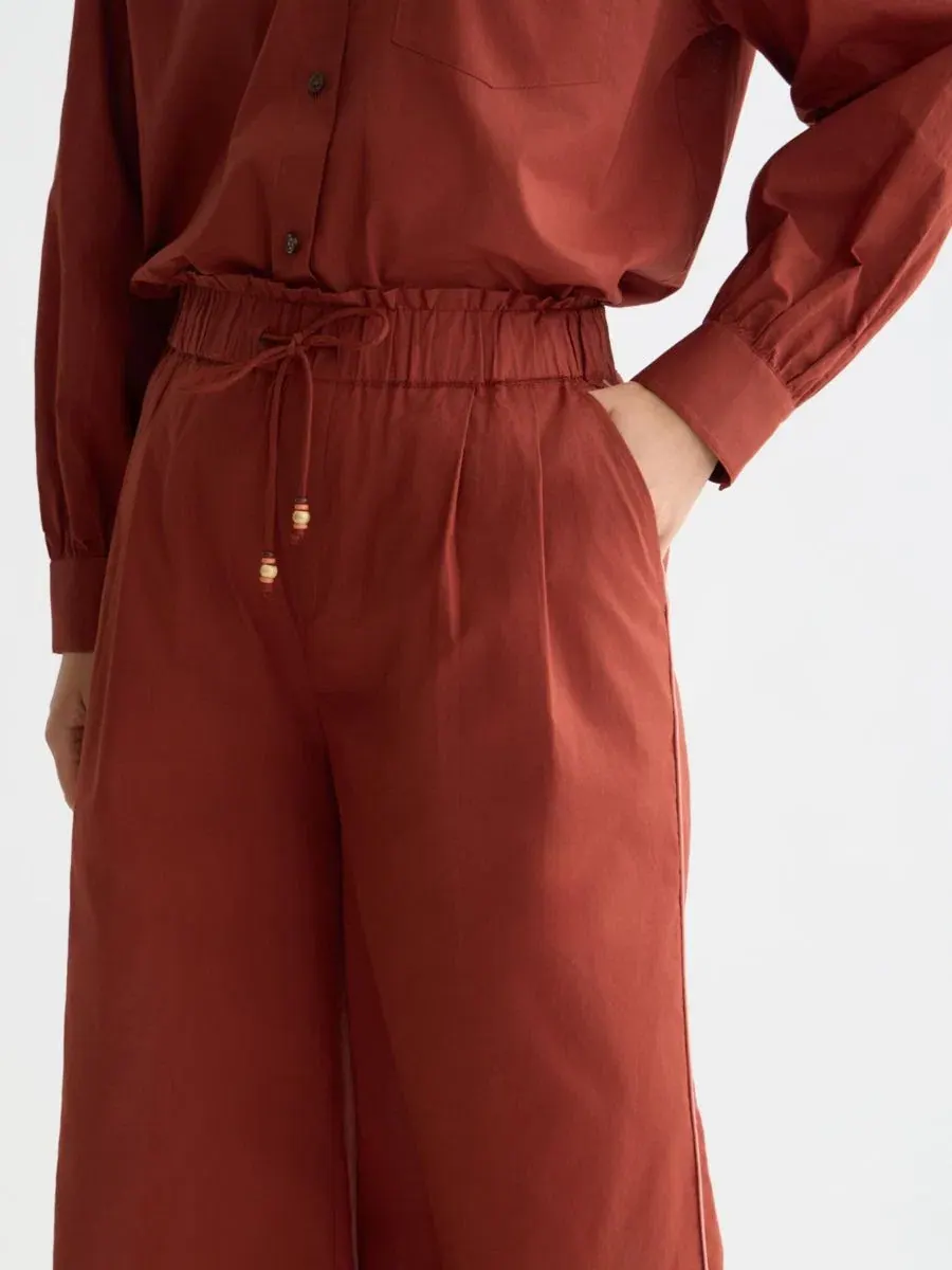 Брюки для пляжа из хлопкового поплина с завязками SCOTCH & SODA, Burnt Henna — изображение 1 из 6