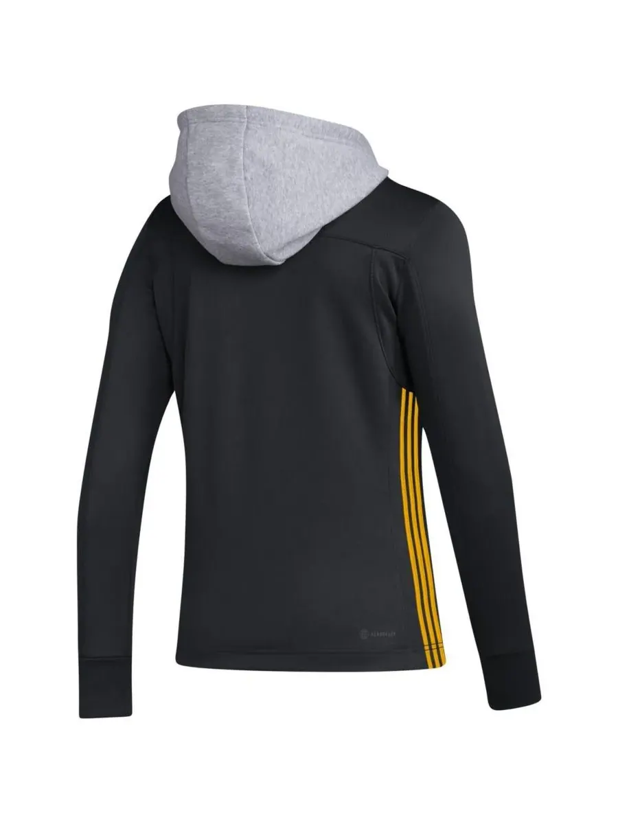 Adidas Женская черная толстовка с капюшоном Boston Bruins Refresh Skate Lace AEROREADY — изображение 3 из 3, черный