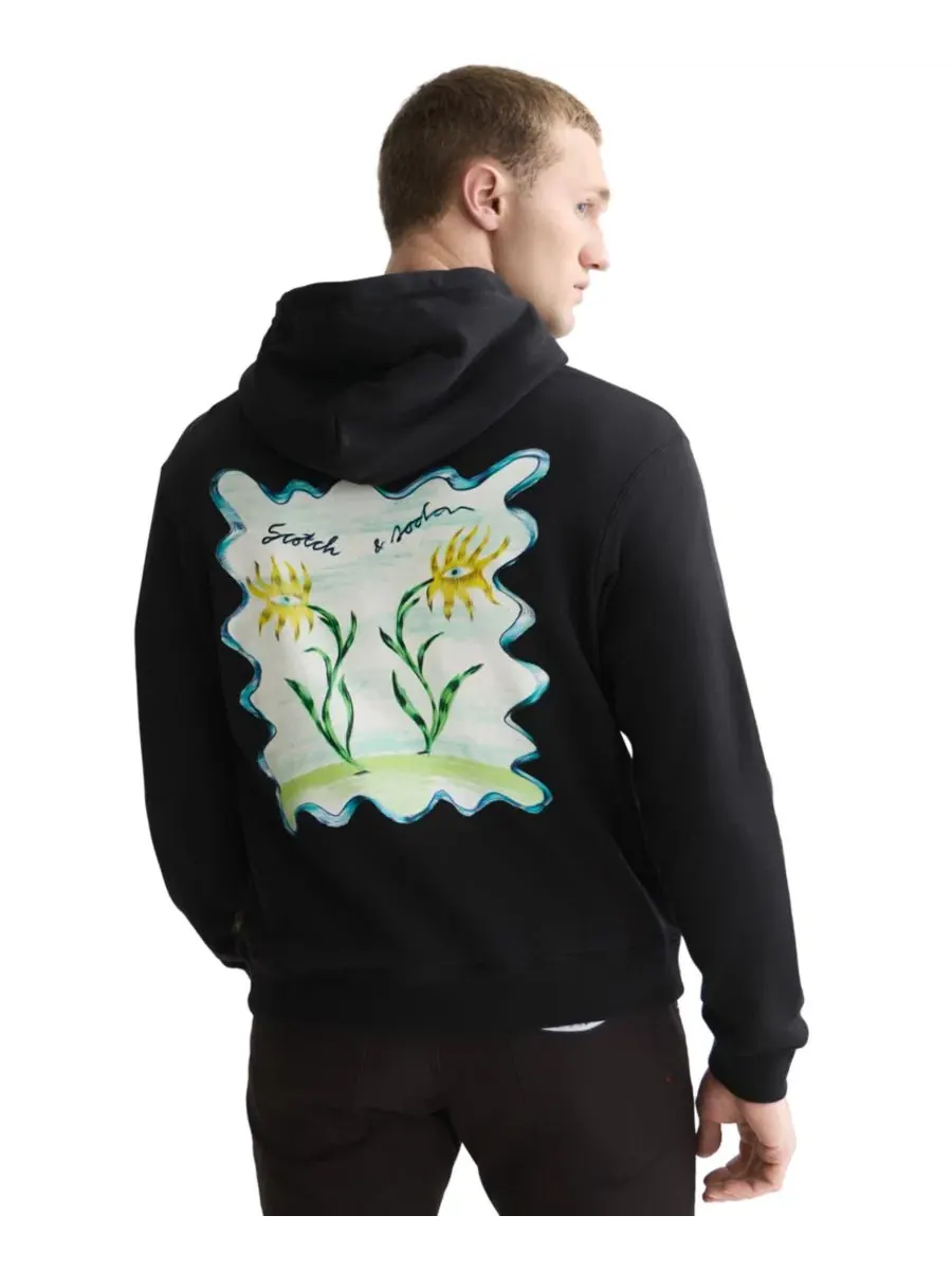 Худи с принтом Men's Floral Artwork Hoodie SCOTCH & SODA, Meterorite