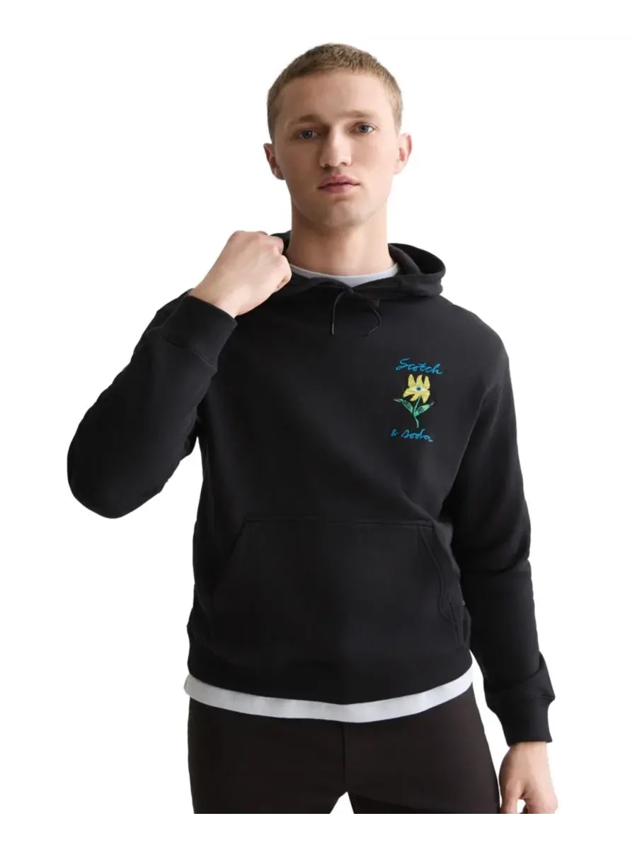 Худи с принтом Men's Floral Artwork Hoodie SCOTCH & SODA, Meterorite — изображение 3 из 6