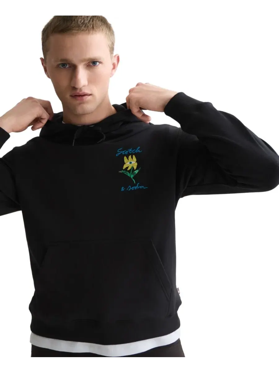 Худи с принтом Men's Floral Artwork Hoodie SCOTCH & SODA, Meterorite — изображение 4 из 6
