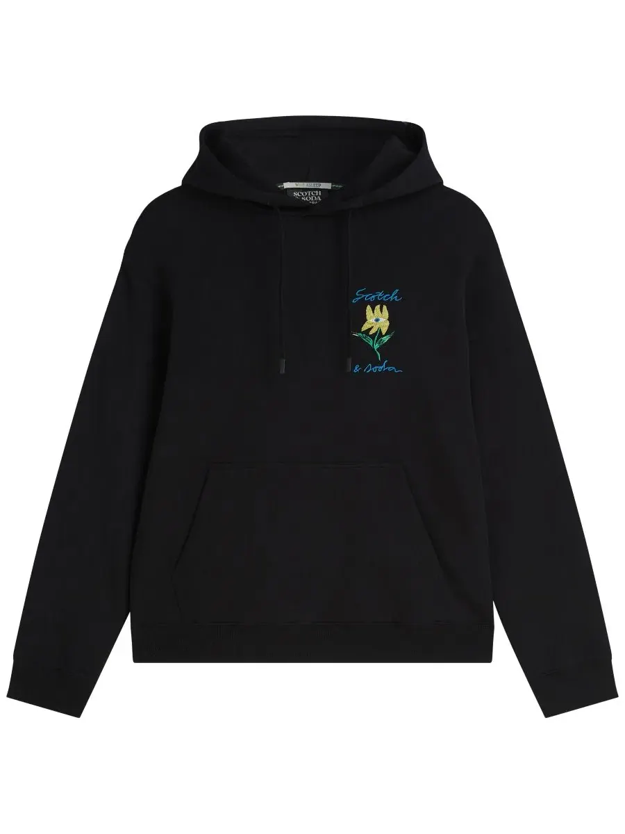 Худи с принтом Men's Floral Artwork Hoodie SCOTCH & SODA, Meterorite — изображение 5 из 6