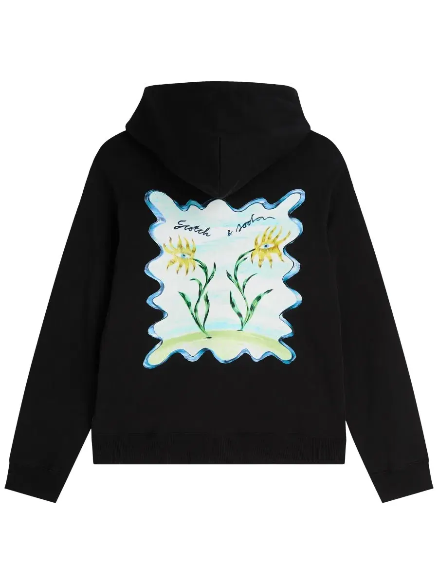 Худи с принтом Men's Floral Artwork Hoodie SCOTCH & SODA, Meterorite — изображение 6 из 6