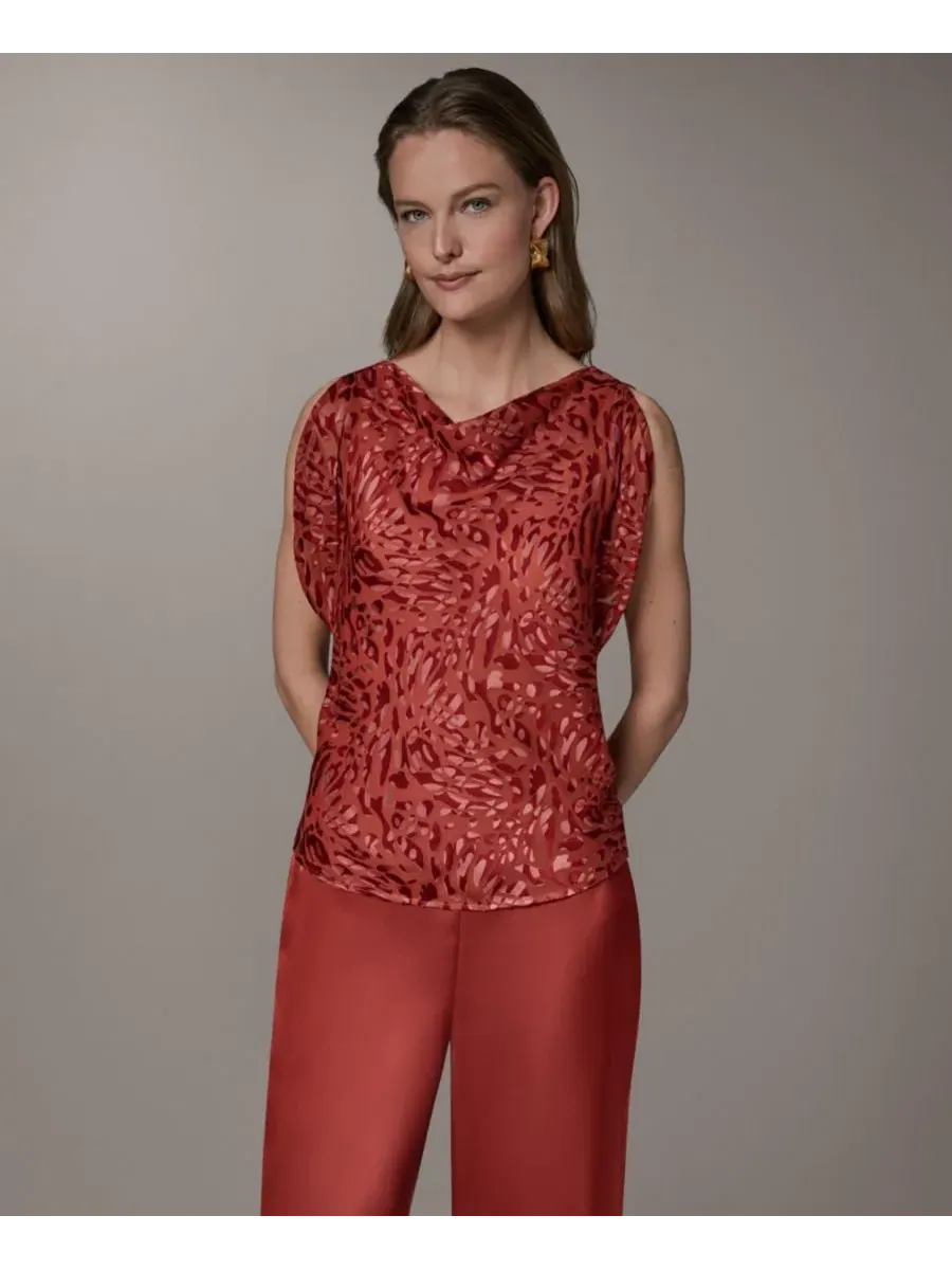 Укороченный топ с принтом и воротником-хомутом Donna Karan New York