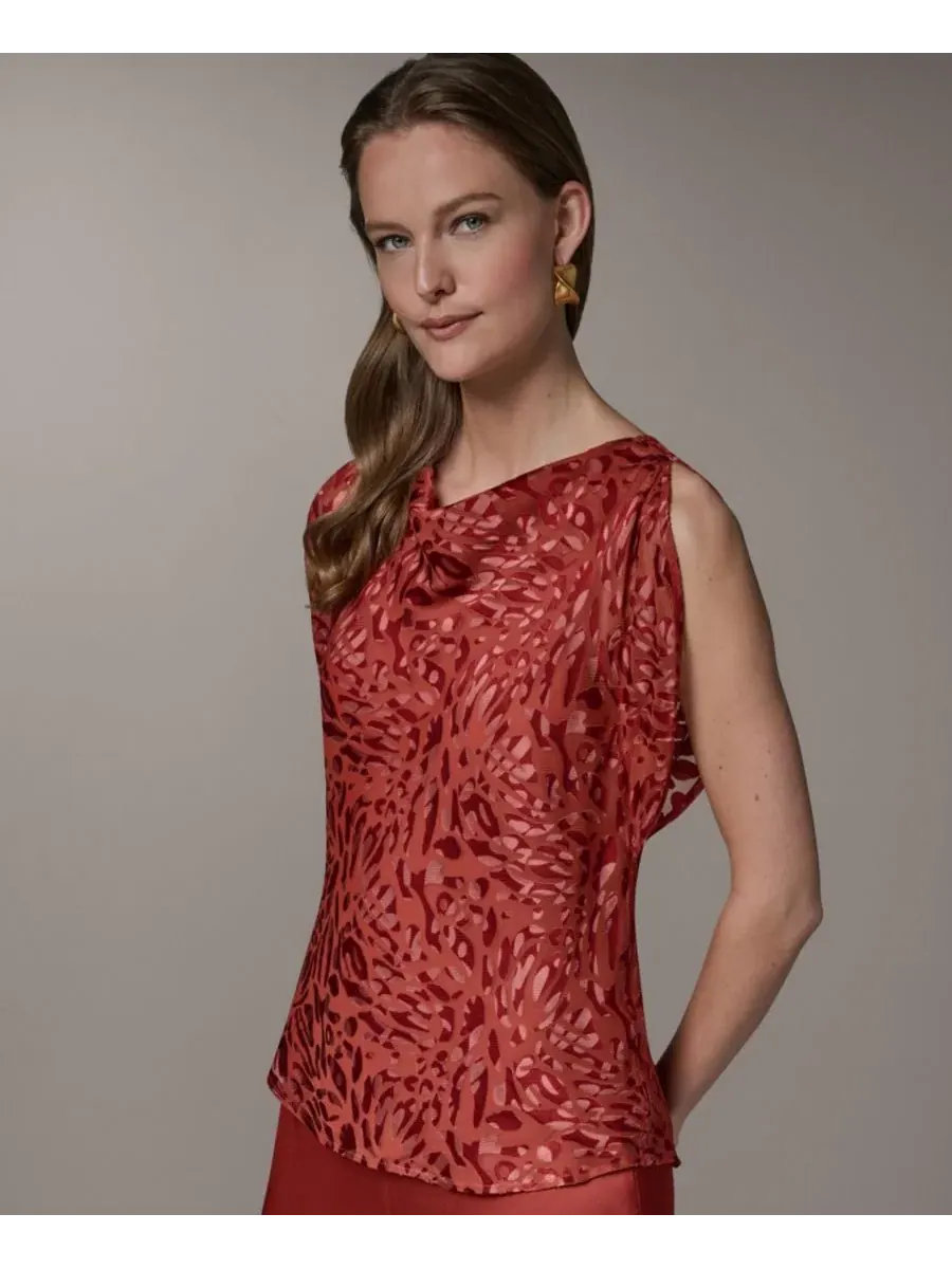 Укороченный топ с принтом и воротником-хомутом Donna Karan New York — изображение 4 из 7