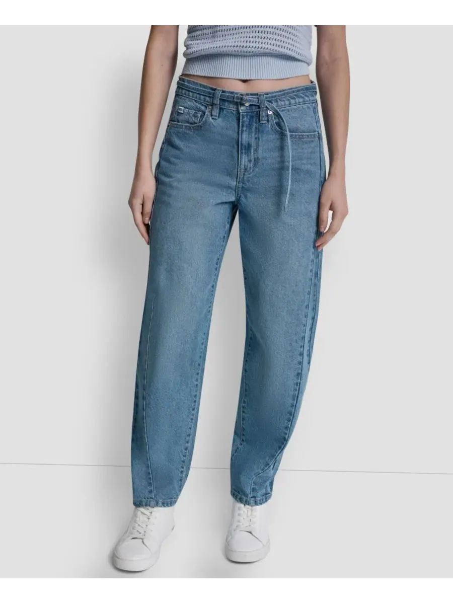 Джинсы-бочонки средней посадки для невысоких девушек Dkny Jeans
