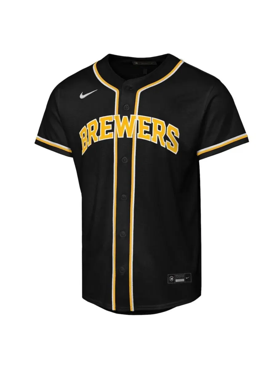 Детская футболка-джерси Jackson Chourio Black Milwaukee Brewers Fashion Replica Player Jersey Nike — изображение 2 из 3