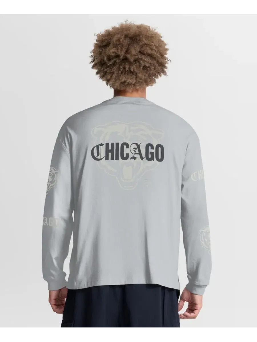 Футболка с длинным рукавом оверсайз Chicago Bears Oversized Type Play Fanatics — изображение 4 из 5, серый серый