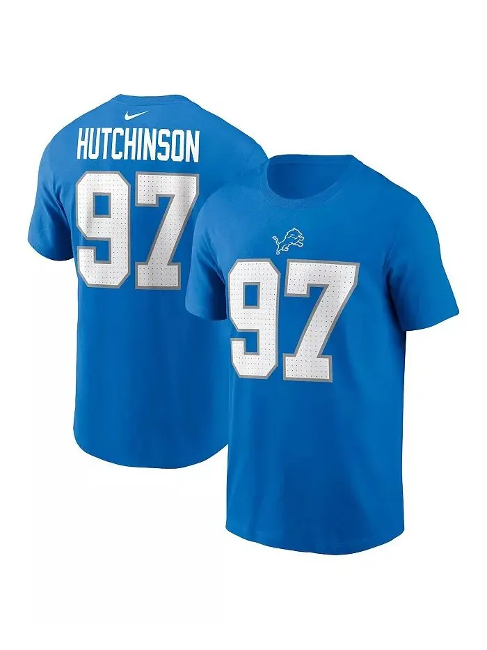Футболка мужская Nike Aidan Hutchinson Blue Detroit Lions с именем и номером Fanatics — изображение 1 из 3