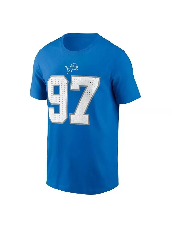 Футболка мужская Nike Aidan Hutchinson Blue Detroit Lions с именем и номером Fanatics — изображение 2 из 3