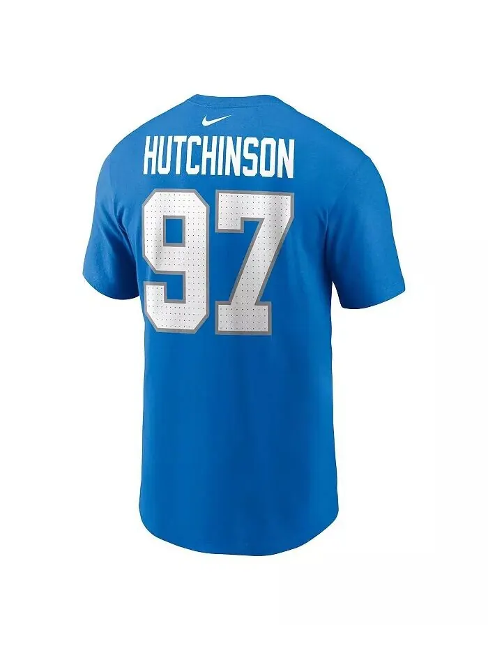 Футболка мужская Nike Aidan Hutchinson Blue Detroit Lions с именем и номером Fanatics — изображение 3 из 3