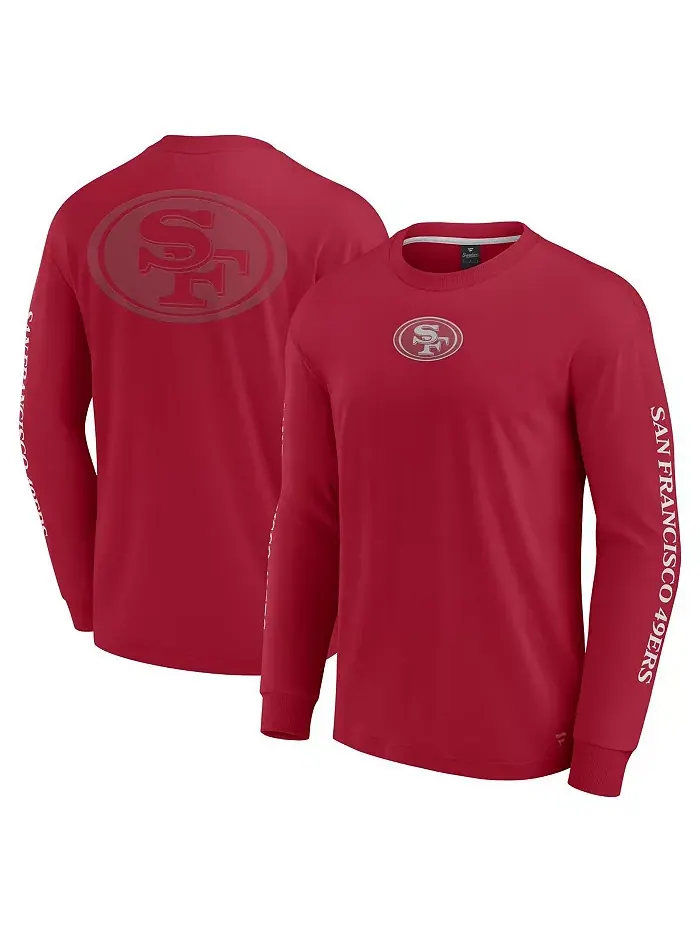 Мужская и женская футболка с длинным рукавом Scarlet San Francisco 49ers Elements Strive Fanatics — изображение 1 из 3