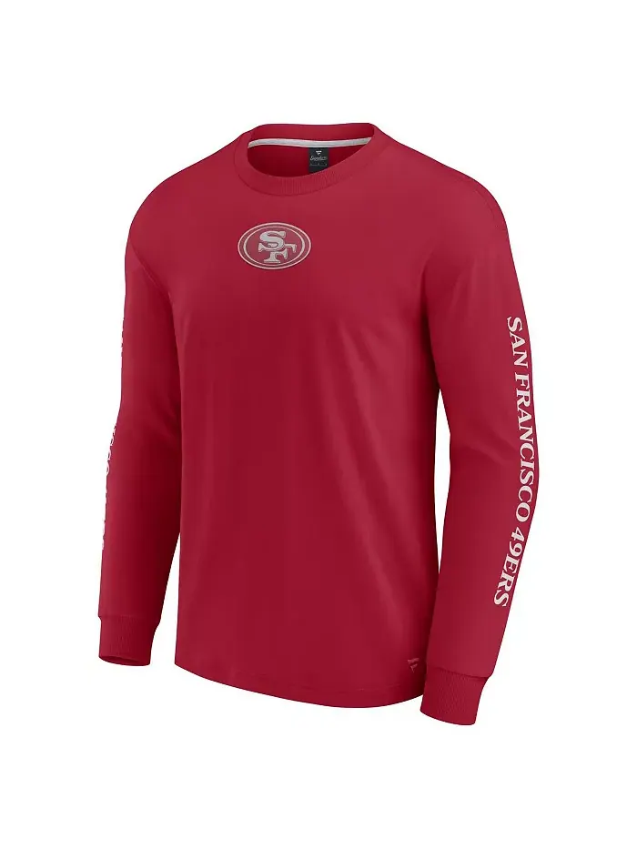 Мужская и женская футболка с длинным рукавом Scarlet San Francisco 49ers Elements Strive Fanatics — изображение 2 из 3