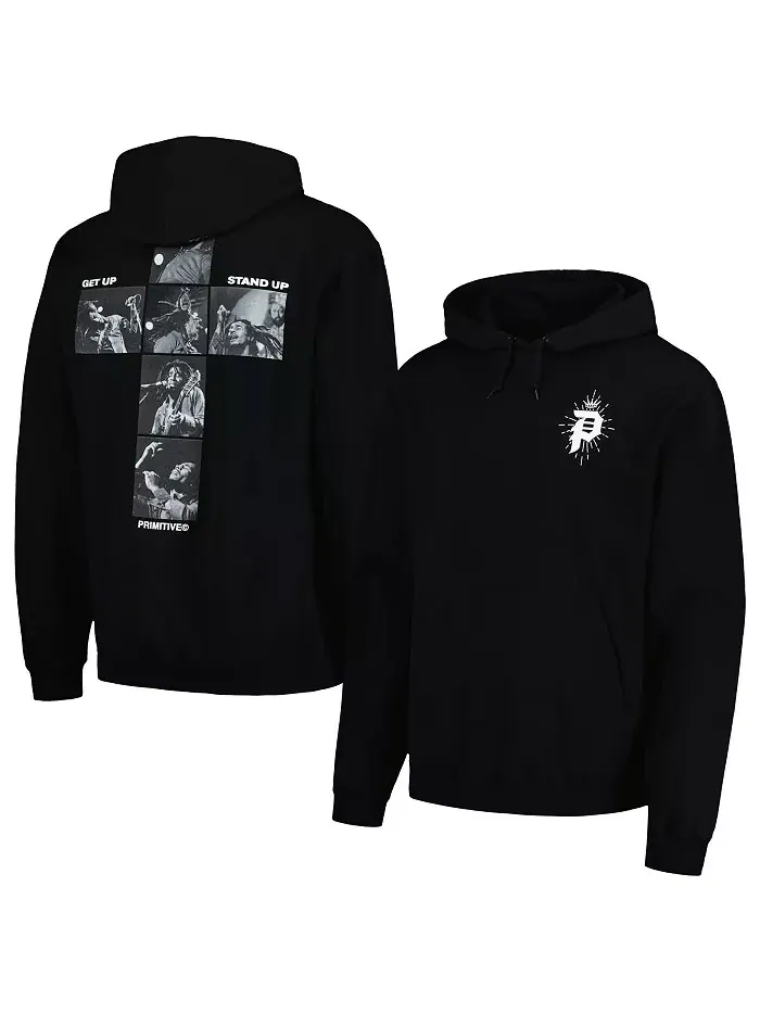 Мужская и женская черная толстовка с капюшоном Bob Marley King Primitive Apparel
