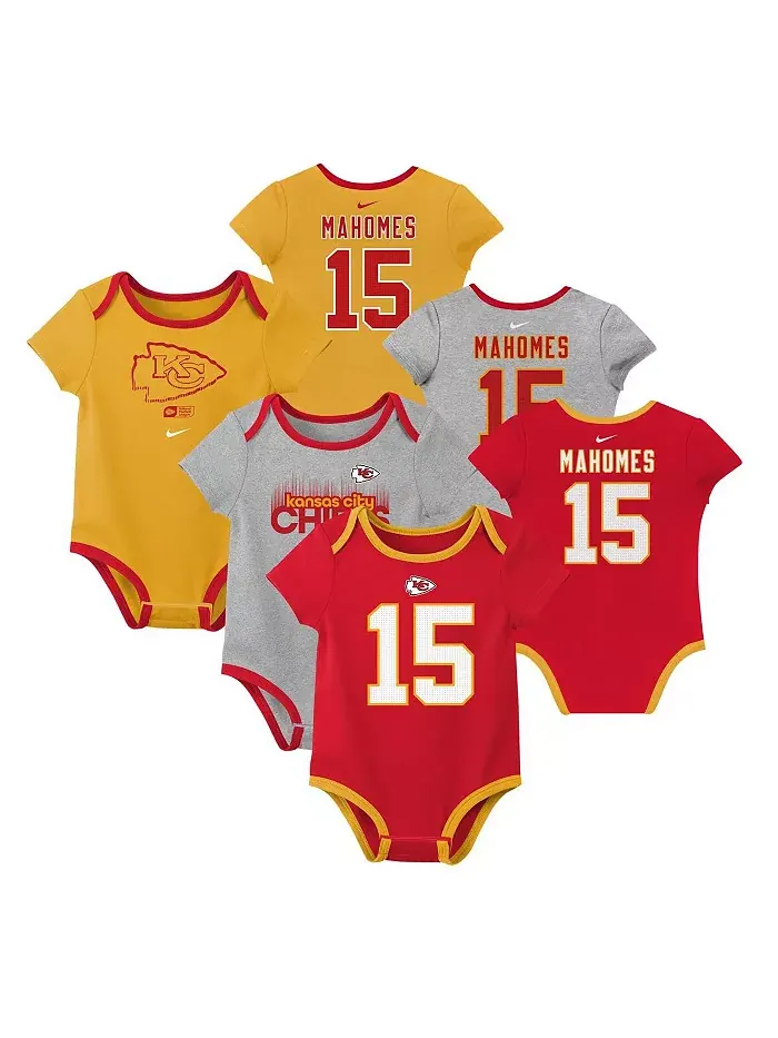 Детский набор боди для мальчиков и девочек Patrick Mahomes Kansas City Chiefs с номером (3 шт.) Nike — изображение 1 из 4