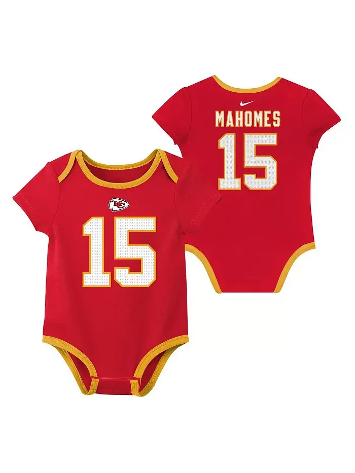 Детский набор боди для мальчиков и девочек Patrick Mahomes Kansas City Chiefs с номером (3 шт.) Nike — изображение 2 из 4