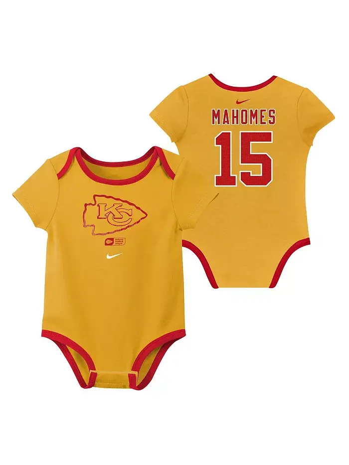 Детский набор боди для мальчиков и девочек Patrick Mahomes Kansas City Chiefs с номером (3 шт.) Nike — изображение 3 из 4