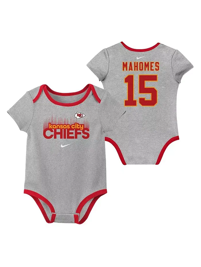 Детский набор боди для мальчиков и девочек Patrick Mahomes Kansas City Chiefs с номером (3 шт.) Nike — изображение 4 из 4