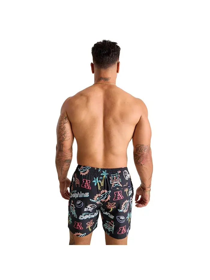 Мужские классические плавки Miami Dolphins The Neon с неоновой окантовкой, 5.5", черные Chubbies — изображение 2 из 4