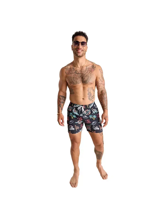 Мужские классические плавки Miami Dolphins The Neon с неоновой окантовкой, 5.5", черные Chubbies — изображение 4 из 4