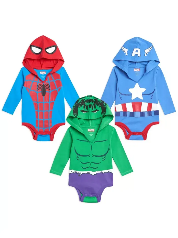 Мальчиковые боди для костюма Hulk Captain America Spider-Man, набор из 3 штук Avengers