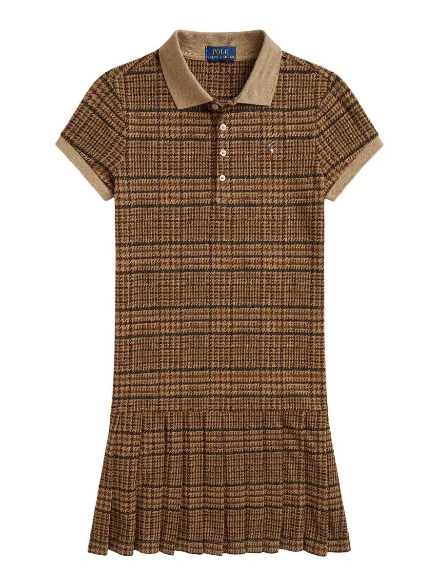 Платье-поло из твидового трикотажа с вышивкой Polo Ralph Lauren, Glenview Tweed