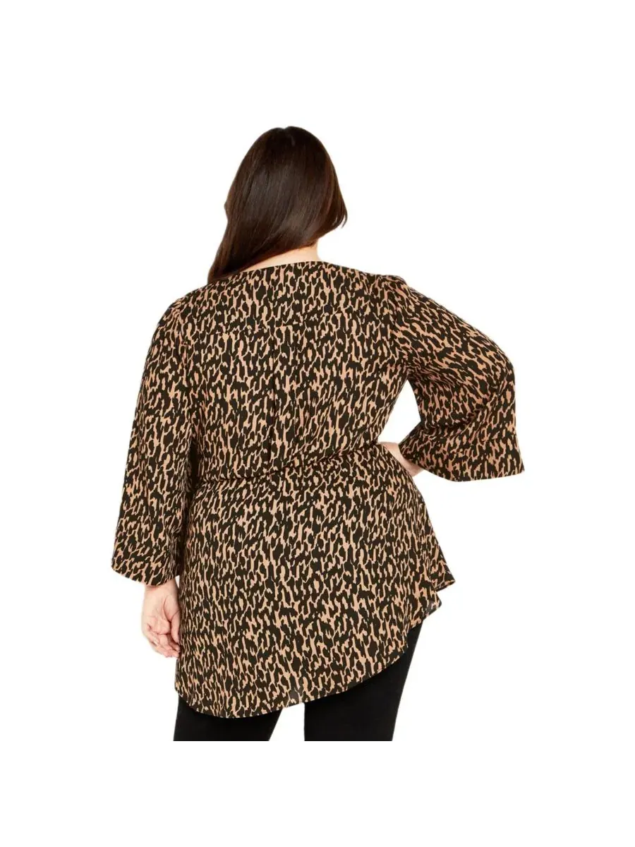 Топ-драпировка с запахом, с V-образным вырезом и длинным рукавом, Plus Size Jemma, City Chic, Geo — изображение 2 из 5