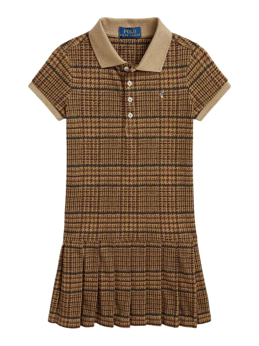 Платье-поло из твида с принтом, с коротким рукавом Polo Ralph Lauren, Glenview Tweed