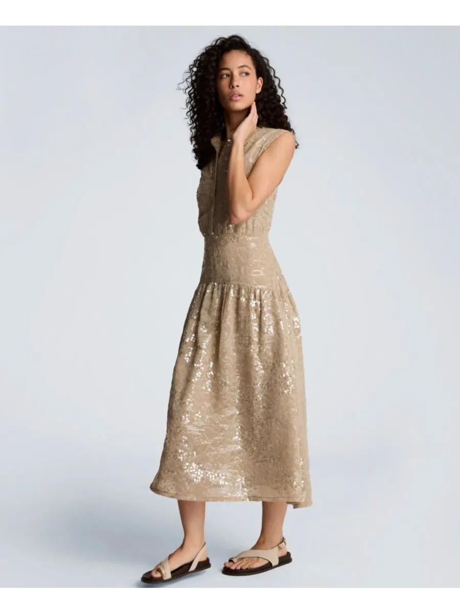 Платье миди с воротником Curved Yoke Collared Kenneth Cole, Soft Cafe
