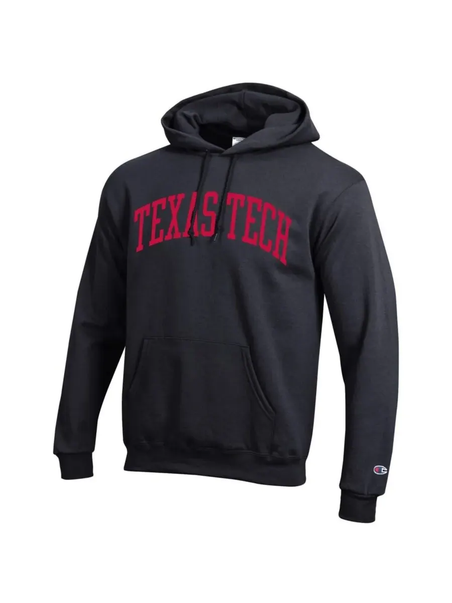 Champion Мужская черная толстовка с капюшоном из флиса Texas Tech Red Raiders Basic Arch — изображение 2 из 3, черный