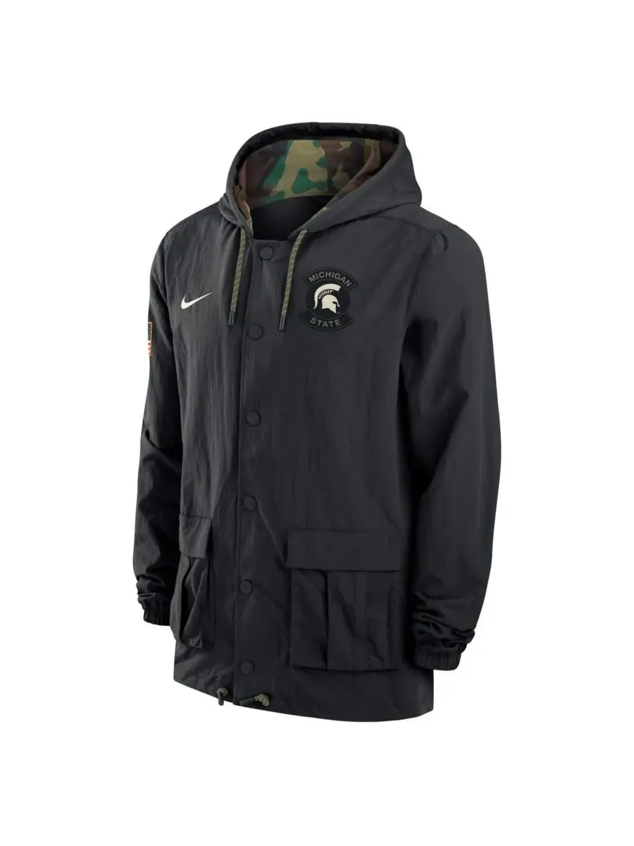 Nike Мужская черная куртка Michigan State Spartans 2025 NCAA в знак благодарности военнослужащим, с — изображение 3 из 3