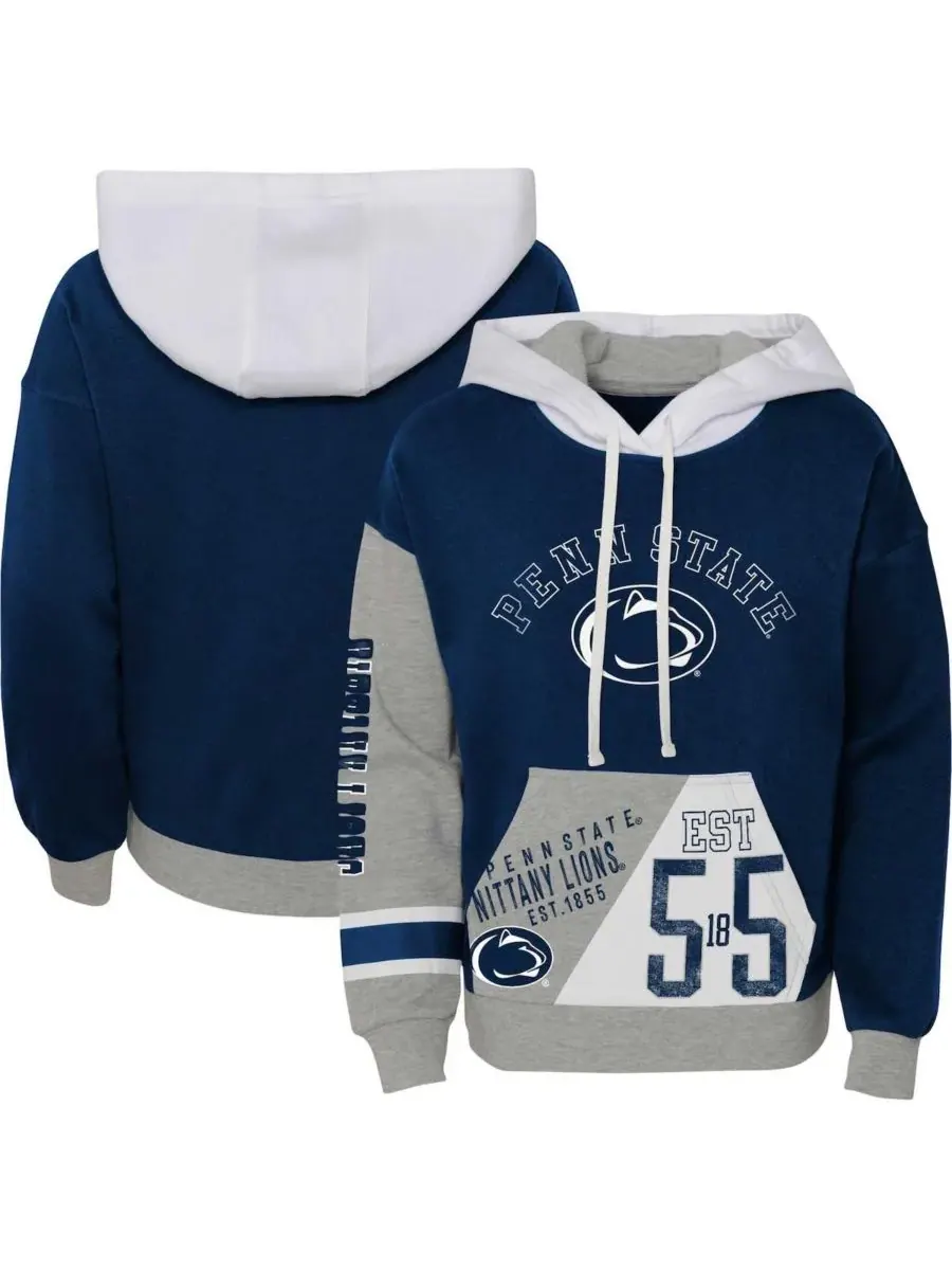 Outerstuff Толстовка с капюшоном из мягкого флиса для девочек Big Girls Navy Penn State Nittany