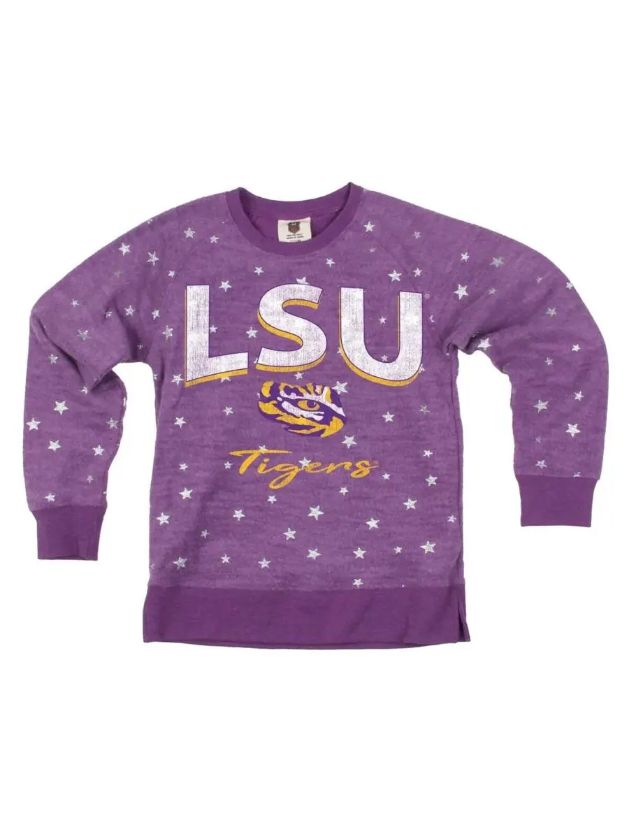 Wes & Willy Большая фиолетовая толстовка LSU Tigers Shimmer Star Reverse для девочек — фиолетовый