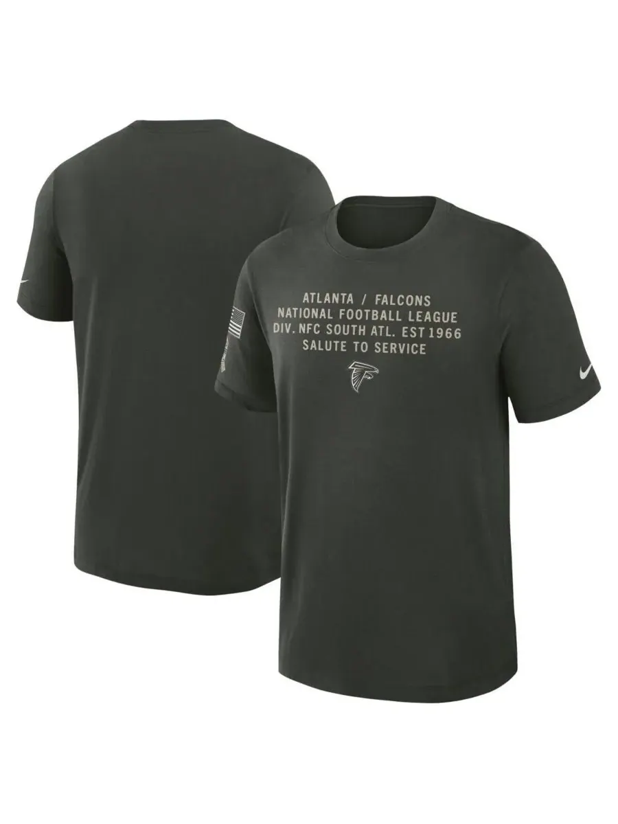 Nike Мужская темно-зеленая футболка Atlanta Falcons 2025 Salute to Service Sideline Slub Dri-FIT