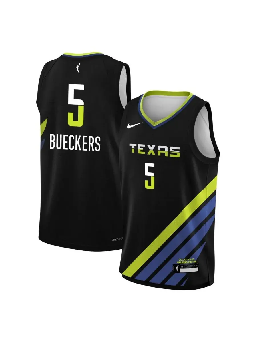 Nike Детская футболка Пейдж Бьюкерс, черная, с символикой команды Dallas Wings, драфт WNBA 2025 — изображение 1 из 3, черный