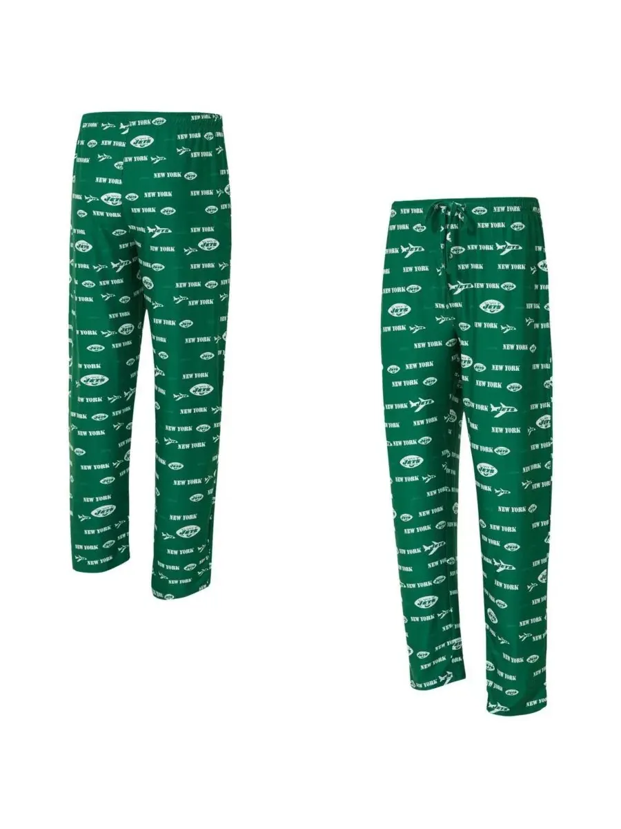 Concepts Sport Мужские зеленые трикотажные брюки New York Jets в стиле ретро с мозаичным принтом по