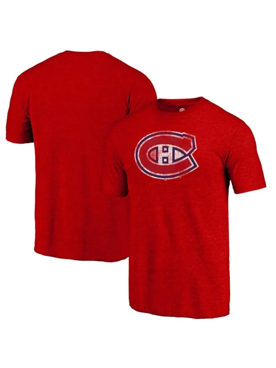Футболка с принтом Montreal Canadiens, Distressed Tri-Blend Fanatics Mto Label — красный