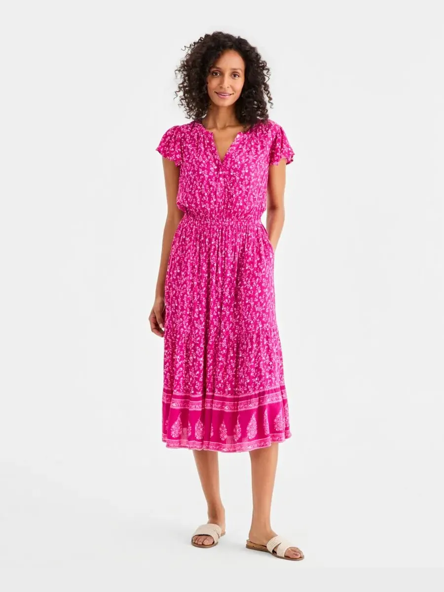 Платье миди с принтом, без рукавов, с эластичным поясом Style & Co, Paisley Berry