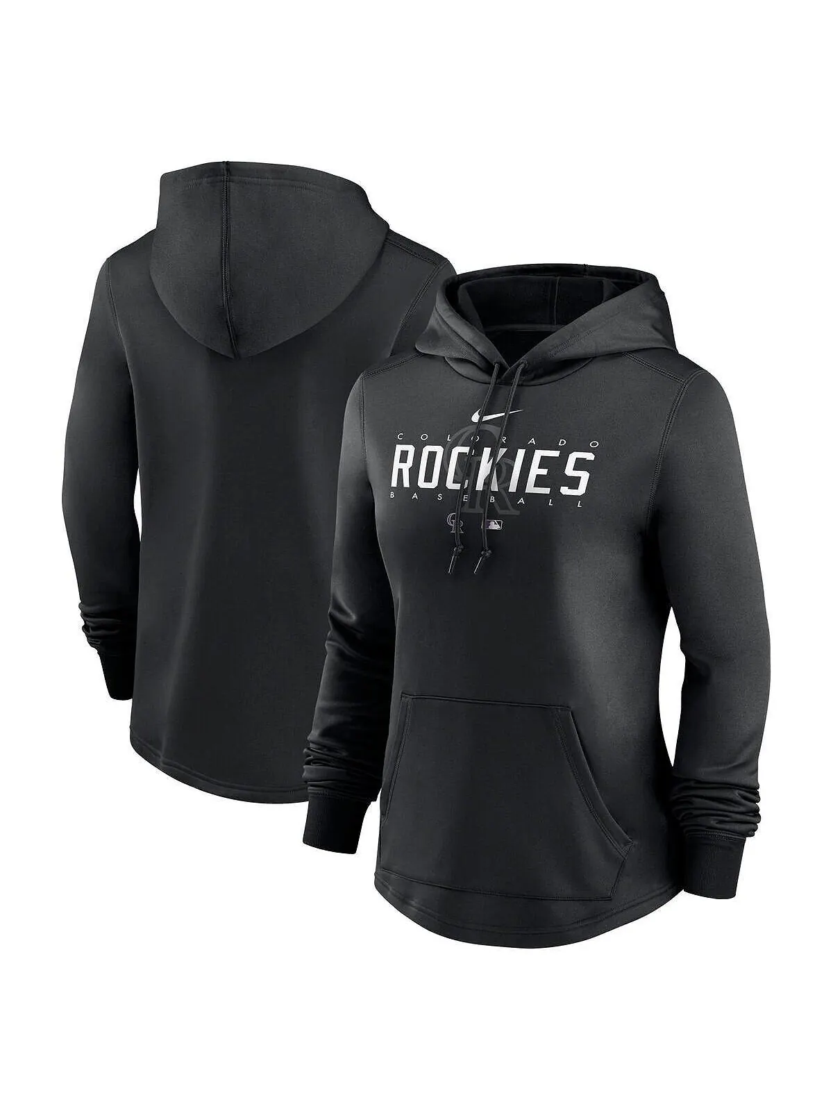 Женский черный пуловер с капюшоном Colorado Rockies Authentic Collection Pregame Performance Nike