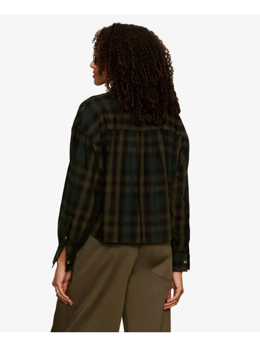Рубашка-фланель укороченная The Autumn с воротником-стойкой Sanctuary, Forest Plaid — изображение 5 из 6