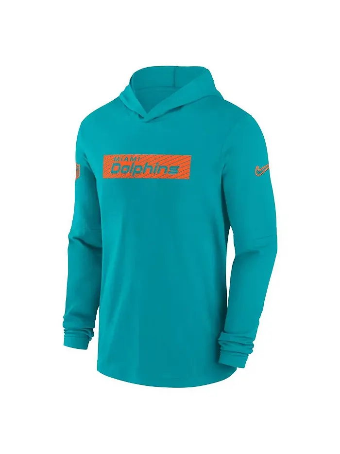 Мужская худи Aqua Miami Dolphins Sideline Performance с длинными рукавами Nike — изображение 2 из 3