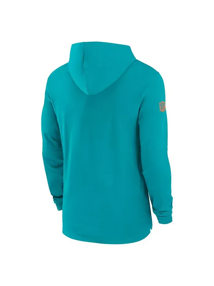 Мужская худи Aqua Miami Dolphins Sideline Performance с длинными рукавами Nike — изображение 3 из 3